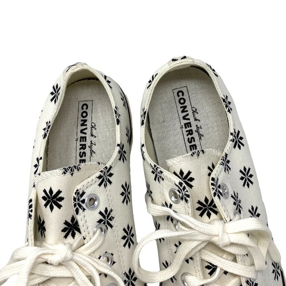 Converse Chuck 70 OX Egret Black White Low Top Shoes Men's Size Floral 169591C - Picture 6 of 10